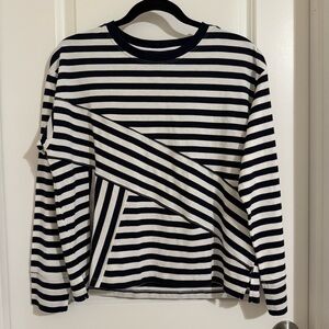 NWT Nautica Jeans Black & White Striped Long Sleeve Shirt, S